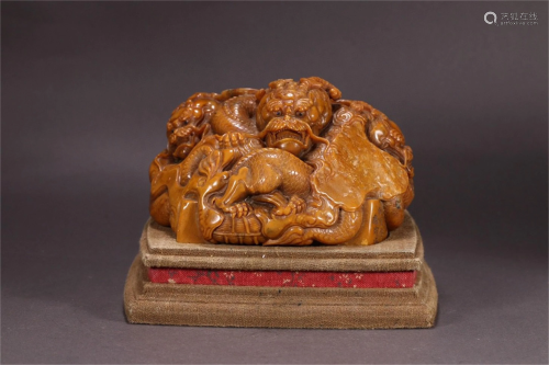 A Chinese Dragon Pattern Carved Stone Seal