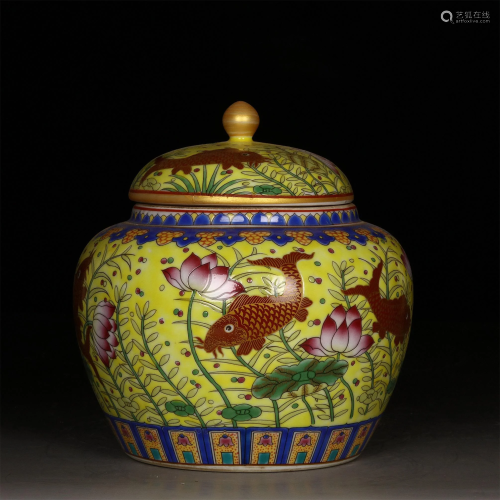 A Chinese Famille-Rose Fish Patter Porcelain Jar
