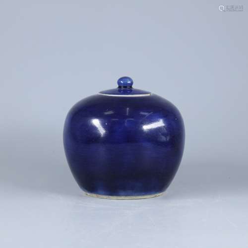 清乾隆 霁蓝釉盖罐