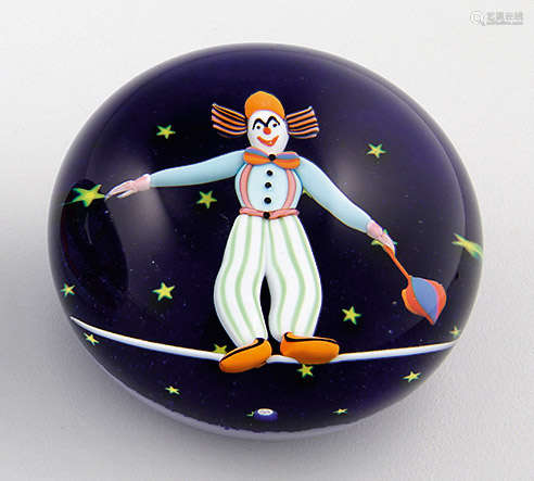 Paperweight mit seiltanzendem Clown von Baccarat