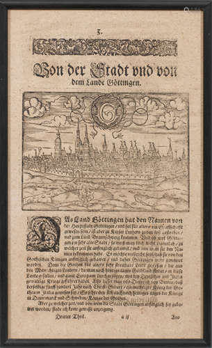 Textblatt mit früher Göttingen-Ansicht in der Renaissance