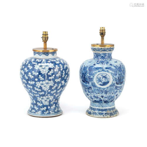 TWO BLUE AND WHITE BALUSTER VASES Kangxi