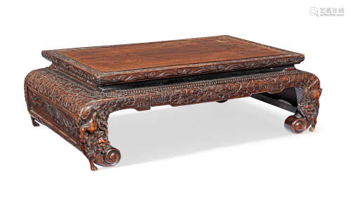 A HONGMU 'DRAGON' LOW TABLE, KANG Late Qing Dynasty
