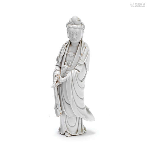 A BLANC-DE-CHINE FIGURE OF GUANYIN 19th century