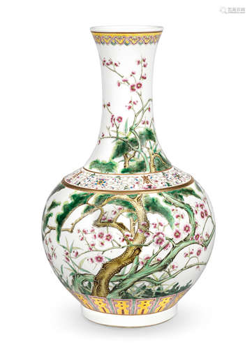 A FAMILLE ROSE 'THREE FRIENDS OF WINTER' VASE Guangxu six-ch...