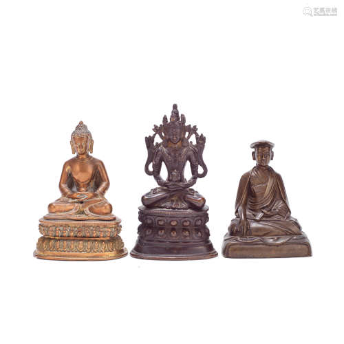 A GROUP OF THREE COPPER-ALLOY BUDDHIST FIGURES 17th and 18th...