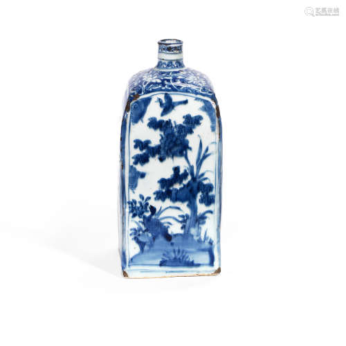 A BLUE AND WHITE SQUARE-SECTIONED FLASK Wanli