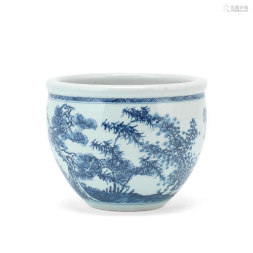 A BLUE AND WHITE 'THREE FRIENDS OF WINTER' DEEP BOWL Early 1...