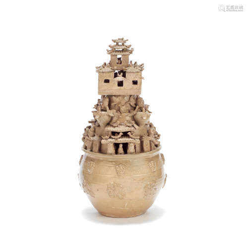 A YUEYAO STYLE FUNERARY JAR