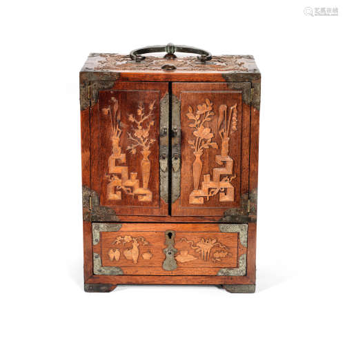 A BOXWOOD INLAID HUANGHUALI TABLE CABINET First half of the ...