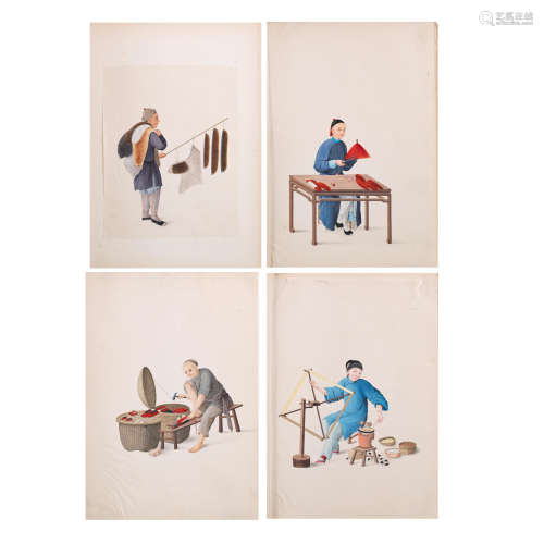 ANONYMOUS, CANTON SCHOOL (19TH CENTURY) Trades, birds, and f...
