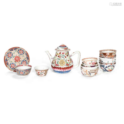 A GROUP OF FAMILLE ROSE EXPORT TEA WARES 18th century