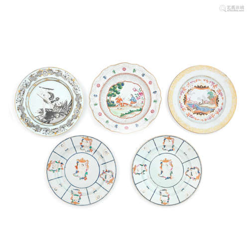 A VARIOUS GROUP OF 'EUROPEAN SUBJECT' PLATES Qianlong