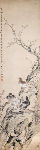 DING BAOSHU (1865-1935) Pigeons and turtle doves