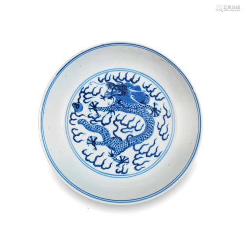 A BLUE AND WHITE 'DRAGON' DISH Guangxu six-character mark an...
