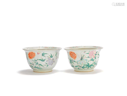A PAIR OF FAMILLE ROSE JARDINIERES 19th century