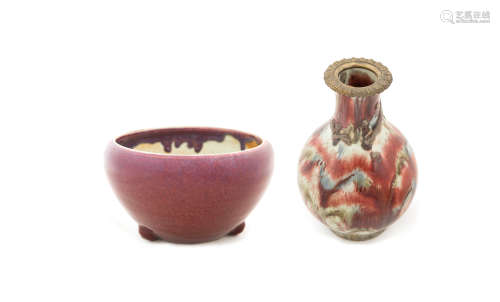 TWO FLAMBÉ-GLAZED VESSELS The vase, 18th century; the bowl, ...