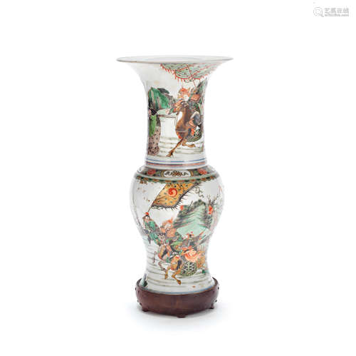 A FAMILLE VERTE BALUSTER VASE, YEN YEN 19th century