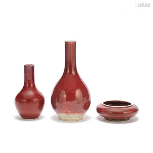 A GROUP OF COPPER RED GLAZED WARES 19th century