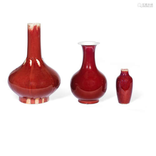 A GROUP OF THREE FLAMBÉ-GLAZED VASES Late Qing Dynasty