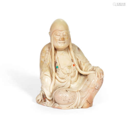 A SOAPSTONE LUOHAN CARVING 18th century