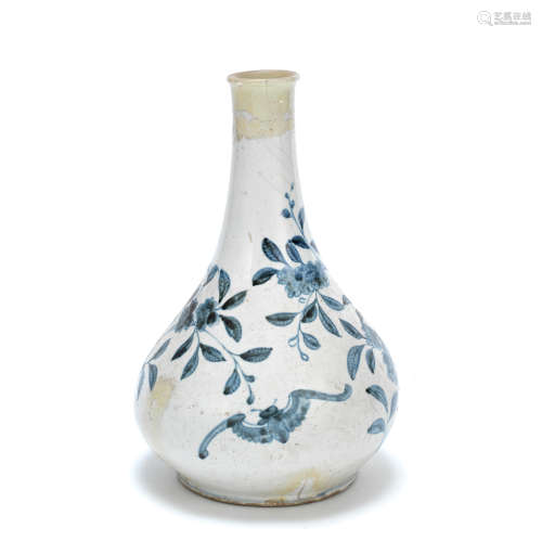 A BLUE AND WHITE 'FLOWERS AND BATS' BOTTLE Joseon Dynasty, 1...