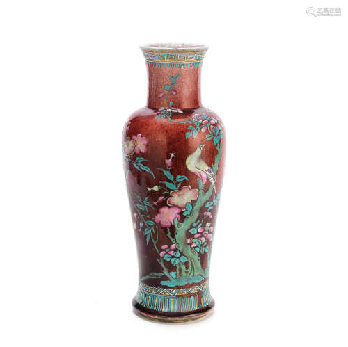 A LARGE FAMILLE ROSE-ENAMELLED LANGYAO-TYPE BALUSTER VASE 19...