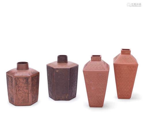 FOUR YIXING TEA CADDIES 18th and 19th century