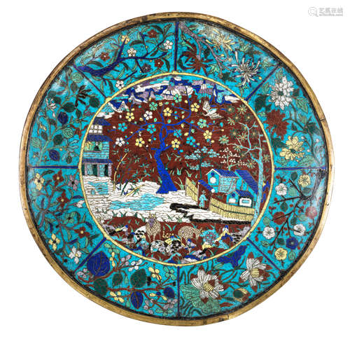 A LARGE CLOISONNÉ ENAMEL PLAQUE Jiaqing