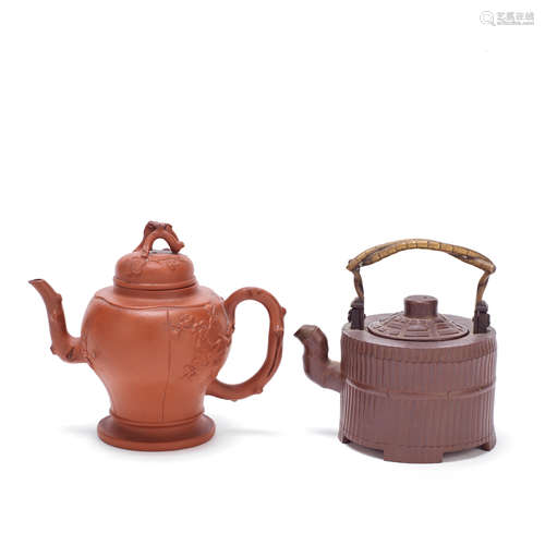 TWO YIXING TEAPOTS AND COVERS Qing Dynasty