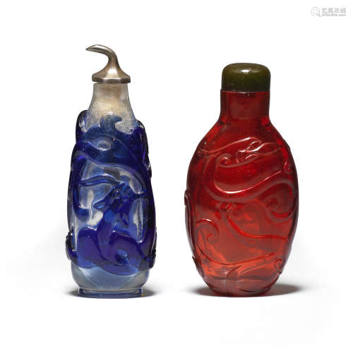 TWO GLASS 'CHILONG' SNUFF BOTTLES 18th/19th century