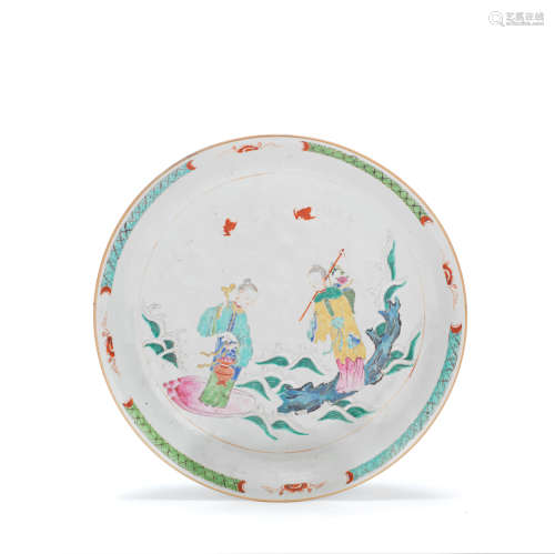 A FAMILLE ROSE 'IMMORTALS' DISH Late Qing Dynasty