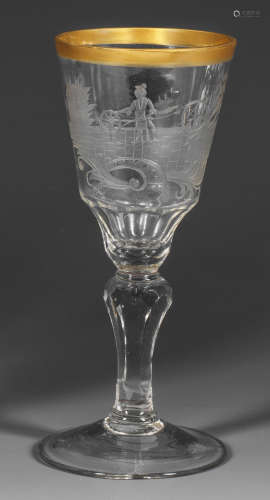 Schlesischer Rokoko-Pokal mit seltener Seiler-Darstellung