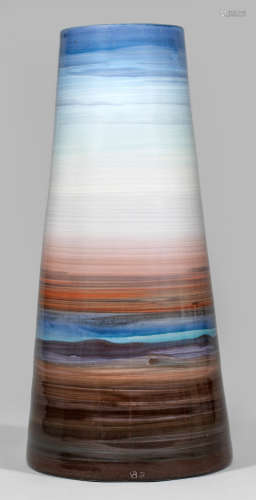 Große Unikat-Vase von Rudi Stolle mit Malerei