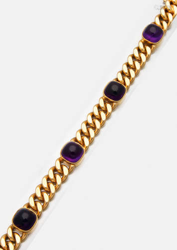 Klassisches Panzerarmband mit Amethysten