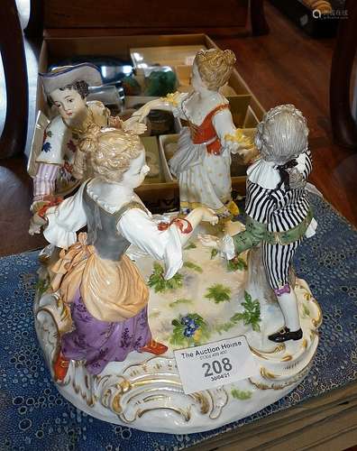 Meissen porcelain figure of group of children dancing, cross...