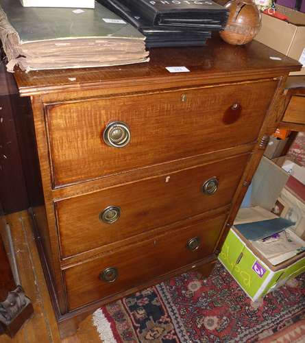 Edwardian mahogany three-drawer chest on bracket feet