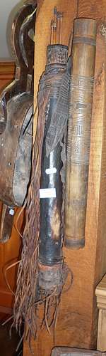 Tribal Art: African leather and wood quiver with arrows and ...