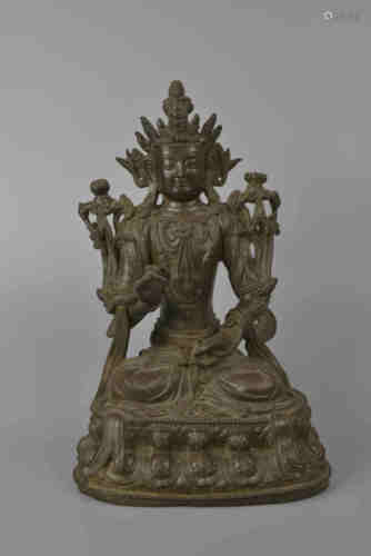 Statue assise en cuivre Guanyin Dynastie Ming