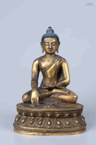 Statue de sakyamoni en bronze doré