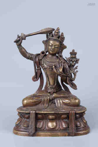 Statue de Bouddha de bronze de la dynastie Qing