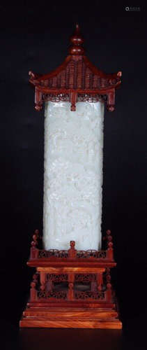 HETIAN JADE CARVED TUBE