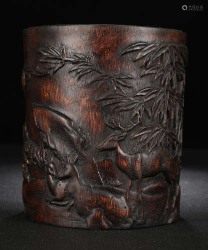 CHENXIANG WOOD CARVED BRUSH POT