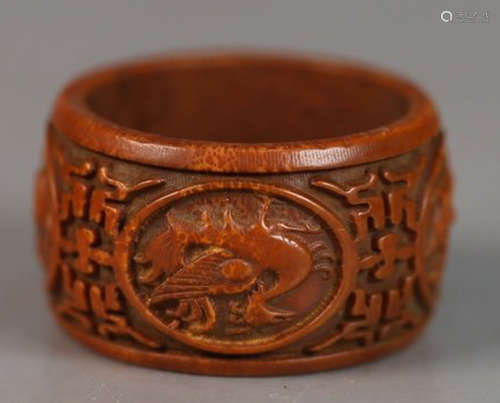 WALNUT CARVED BEAST PATTERN RING