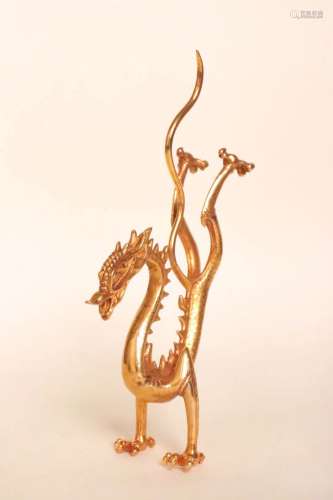 自然光 铜鎏金 中国龙 摆件