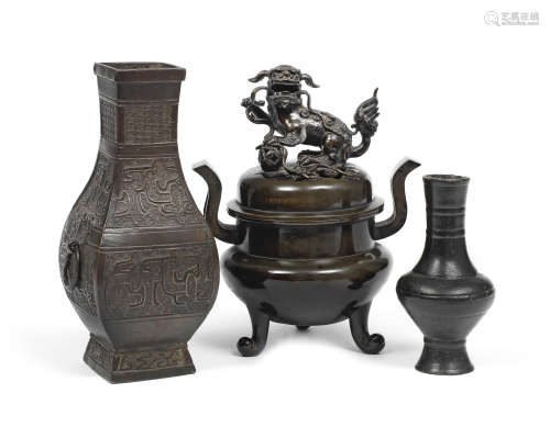 THREE BRONZE VESSELS