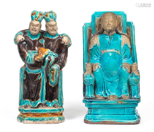 TWO FAHUA FIGURAL GROUPS Late Ming Dynasty