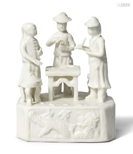 A RARE BLANC-DE-CHINE FIGURAL GROUP 18th century