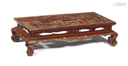 A LARGE MOTHER-OF-PEARL-INLAID LACQUER LOW TABLE, KANG Mid/L...