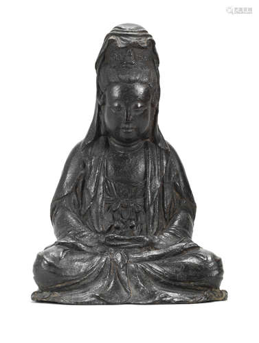 A LARGE BRONZE FIGURE OF GUANYIN Ming Dynasty